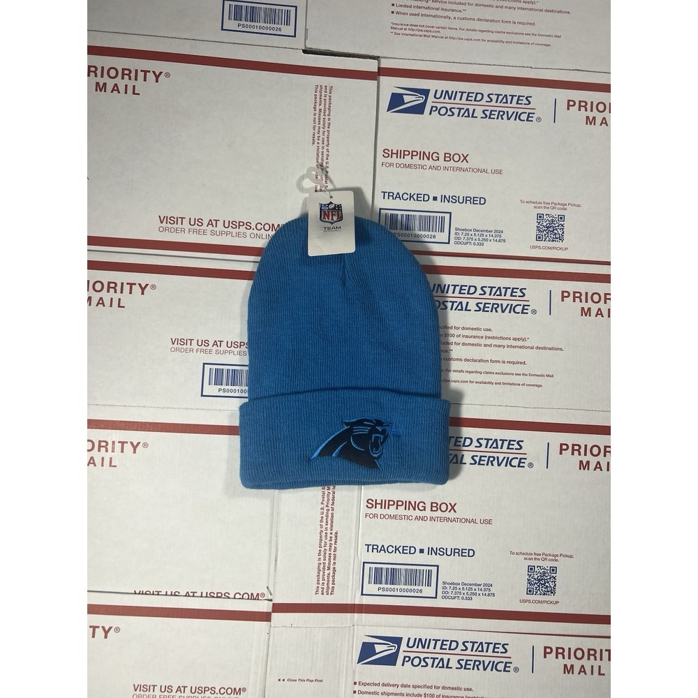 VTG NWT 90s Carolina Panthers NFL Knit Hat Cap Raised Cuff One Size Football